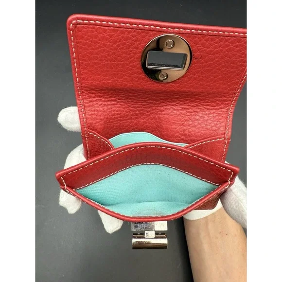 Tiffany & Co Red Leather Turnlock Wallet Small - Picture 9 of 9